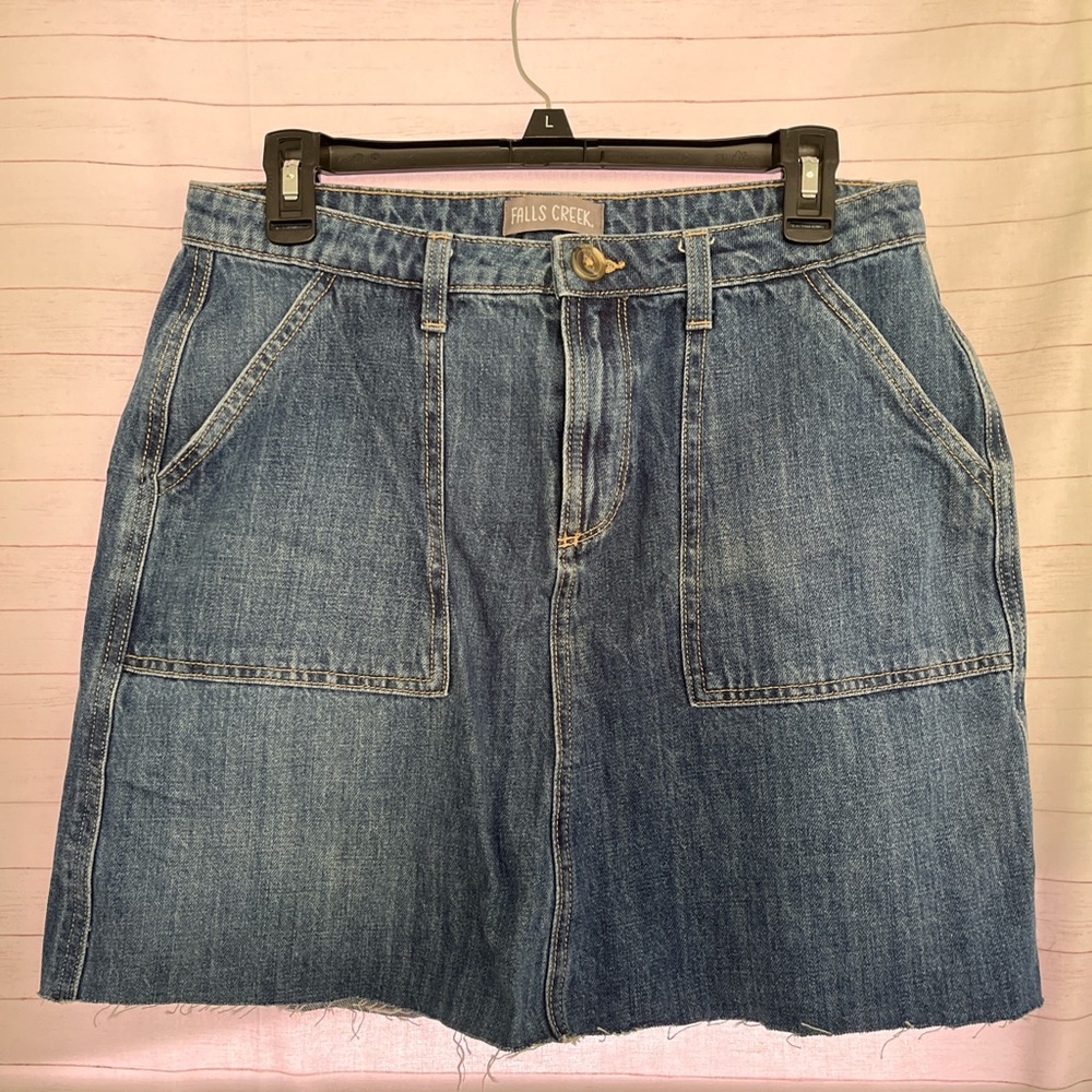 Falls Creek Blue Denim Skirt with Front Pockets